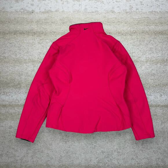 Vintage Nike Running Jacket Hot Pink Black Swoosh Full Zip Silver Tag Y2K - Picture 2 of 3